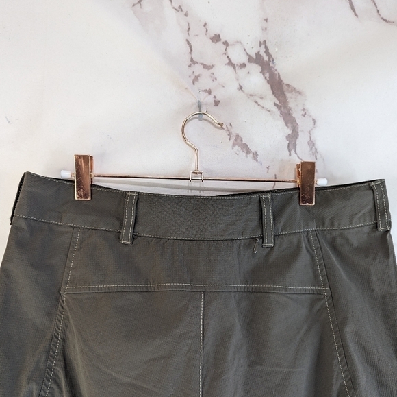 Athleta Shorts Women 10 12 Green Army Nylon Drawstring Mid Rise Ruched Pocket * - Picture 5 of 11